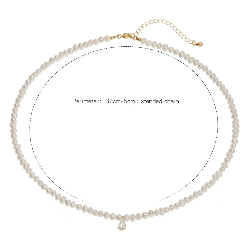 Zircon & Baroque Pearl Pendant Necklace