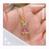 Stainless Steel Zircon Rabbit Necklace Wedding Christmas Gift