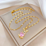 Stainless Steel Zircon Rabbit Necklace Wedding Christmas Gift