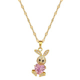 Stainless Steel Zircon Rabbit Necklace Wedding Christmas Gift