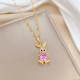 Stainless Steel Zircon Rabbit Necklace Wedding Christmas Gift