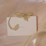 Zircon Leaf Tassel Ear Clip Vintage Clip Earrings