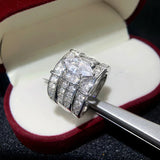Zircon Ring Set Women Silver Plated Classic Engagement Jewelry