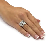 Zircon Ring Set Women Silver Plated Classic Engagement Jewelry