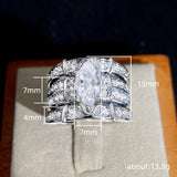 Zircon Ring Set Women Silver Plated Classic Engagement Jewelry