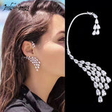 Zircon Water Drop Ear Cuff Women Asymmetry Earrings