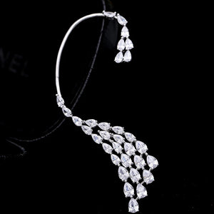 Zircon Water Drop Ear Cuff Women Asymmetry Earrings