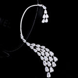 Zircon Water Drop Ear Cuff Women Asymmetry Earrings