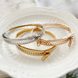 Zirconia Crystals Bangles Stainless Steel Snap Zipper Charm Bracelets