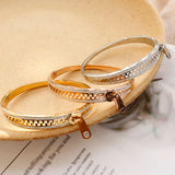 Zirconia Crystals Bangles Stainless Steel Snap Zipper Charm Bracelets