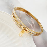 Zirconia Crystals Bangles Stainless Steel Snap Zipper Charm Bracelets