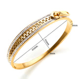 Zirconia Crystals Bangles Stainless Steel Snap Zipper Charm Bracelets