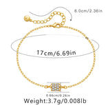 Zirconia Minimalist Women Bracelet 18k Plated Waterproof Link Chain