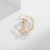 Opal Cat Brooches Pins for Women Anti-glare Buckle