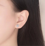 Zirconia Snowflake Stud Earrings 925 Sterling Silver Crystal Earrings