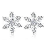 Zirconia Snowflake Stud Earrings 925 Sterling Silver Crystal Earrings