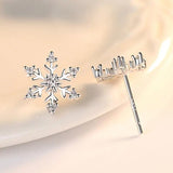 Zirconia Snowflake Stud Earrings 925 Sterling Silver Crystal Earrings