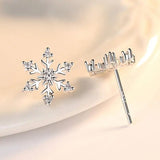 Zirconia Snowflake Stud Earrings 925 Sterling Silver S-E582