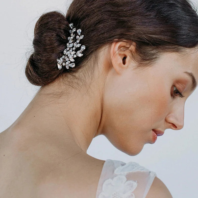 Zricon Leaf Crystal Hair Combs Hairclips Y2k Accessories for Women