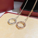 Engraved Double Heart and Love Necklace Titanium Steel Pendant Wedding Gift