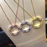 Engraved Double Heart and Love Necklace Titanium Steel Pendant Wedding Gift