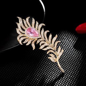 Feather Brooch Pin Autumn Pearl Jewelry