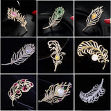 Feather Brooch Pin Autumn Pearl Jewelry