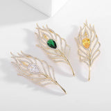 Feather Brooch Pin Autumn Pearl Jewelry