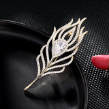 Feather Brooch Pin Autumn Pearl Jewelry