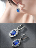 Crystal Sapphire Gemstones Drop Earrings for Women