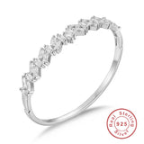 Square Stone Engagement Bracelet - Pave Setting Bangle for Women Wedding