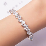 Square Stone Engagement Bracelet - Pave Setting Bangle for Women Wedding