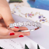 Square Stone Engagement Bracelet - Pave Setting Bangle for Women Wedding