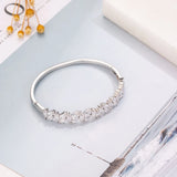 Square Stone Engagement Bracelet - Pave Setting Bangle for Women Wedding