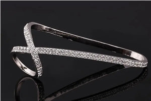 Rhinestone Crystal Palm Bracelet Cross Bangle Jewelry Femme