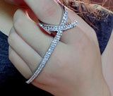 Rhinestone Crystal Palm Bracelet Cross Bangle Jewelry Femme
