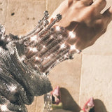 Crystal Bracelet Women Wide Silver Rhinestone Bangles