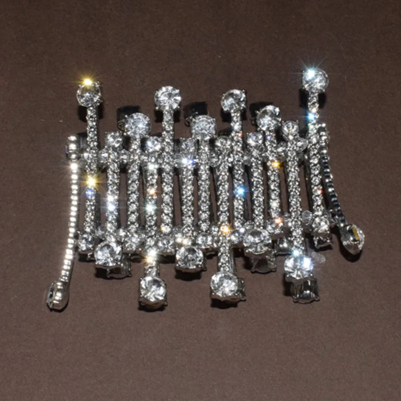 Crystal Bracelet Women Wide Silver Rhinestone Bangles