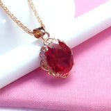 Purple Ruby Pendant Necklace 14K Rose Plated Wedding Jewelry