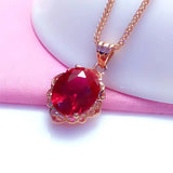 Purple Ruby Pendant Necklace 14K Rose Wedding Jewelry