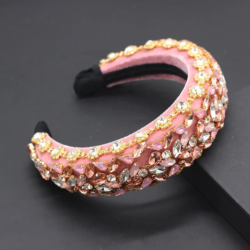 Colorful Rhinestone Geometric Retro Headband