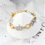 Crystal Butterfly Crown Charm Bracelet for Women