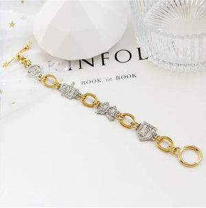 Crystal Butterfly Crown Charm Bracelet for Women