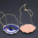 Crystal Necklace Big Eyes Rice Beads Crystal Tassel Eyelashes Necklace