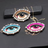 Crystal Necklace Big Eyes Rice Beads Crystal Tassel Eyelashes Necklace