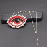 Crystal Necklace Big Eyes Rice Beads Crystal Tassel Eyelashes Necklace