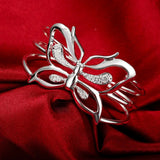 Butterfly Crystal Wide 925 Sterling Silver Bangles for Women