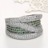 Green CZ Gem Silver Wedding Engagement Ring for Women