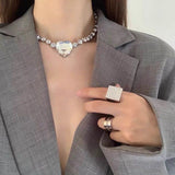 Crystal Love Necklace Women's Exaggerated Collar Chain Choker