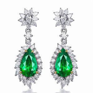 Emerald Green Crystal Drop Earrings for Women